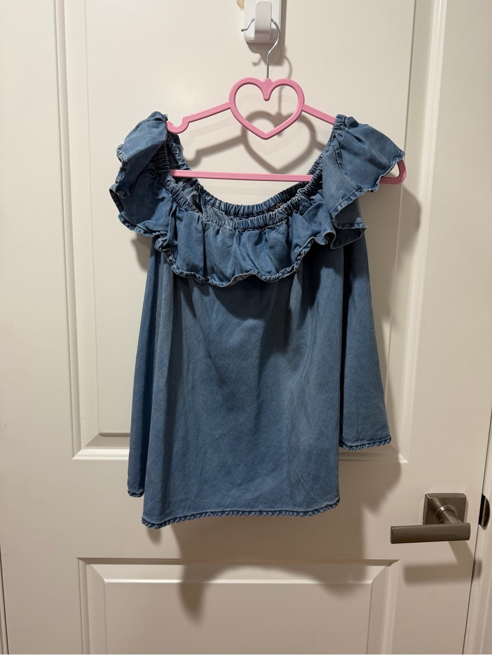 Velvet Heart Light Blue Off-Shoulder Ruffle Top
